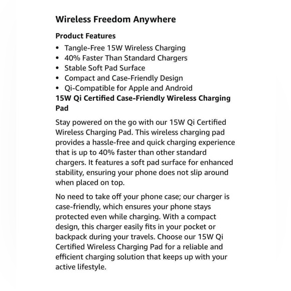 AT&T 15W Fast Charge Wireless Charging Pad Black New - Picture 4 of 11